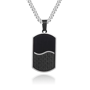 Herren Hundemarke Halskette mit Carbon-Inlay und Edelstahl-Panzerkette im Design