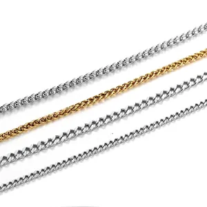 Stainless Steel Chain Necklace For Men Women Polished Curb Wheat Box Link Choker New Chinese Style Minimalist Daily Jewelry