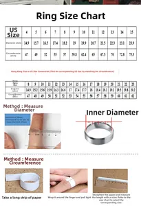 Tableau complet des tailles de bagues et guide de mesure pour bijoux en acier inoxydable