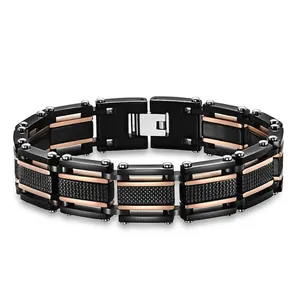 Herren Industriedesign Edelstahl Armband Zweifarbig Mechanisch Gliederkette Mit Nieten Für Herren Schmuck Geschenk