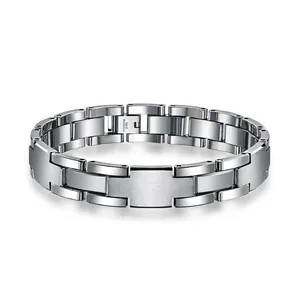 Bracciale da Uomo in Acciaio al Tungsteno Stile Cinturino Orologio Bordo Smussato Lucido Gioielli da Polso alla Moda Industriale Regalo