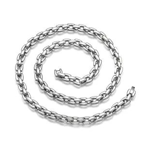 Collier Homme en Acier Inoxydable Hip Hop Chaîne Forçat Poli Argent Chaîne Seule Sans Pendentif Bijoux Industriels pour Hommes