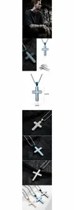 Detail of cross pendant in silver matte finish showing 44mm by 29mm dimensions