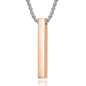Collana con Pendente a Barra Rettangolare in Acciaio Inossidabile Minimalista Gioielli Geometrici Lucidi per Uomo Donna Accessorio