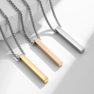 Collane a barra rettangolare minimalista in acciaio inossidabile oro, rosa e argento