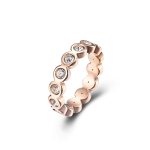 Mode Edelstahl Strass Eternity Ring Für Damen Roségold Silber Plattiert Blase Kreis Fingerring Schmuck Geschenk