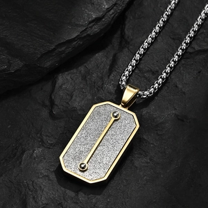 Men's hip hop hexagonal stainless steel pendant necklace with gold and silver accents