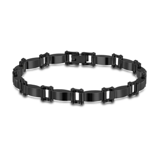 Industrial style black stainless steel bicycle chain bracelet for men with matte finish