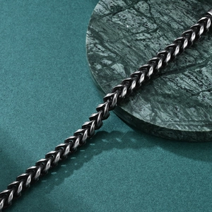 Vintage industrial wheat chain bracelet for men in antique silver finish stainless steel