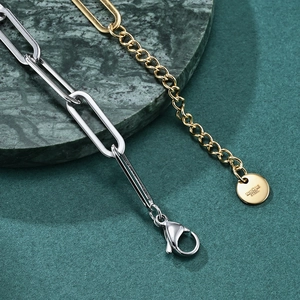 Punk-Stil Edelstahl Büroklammer Kette Halskette mit hohler Quaste in Gold und Silber