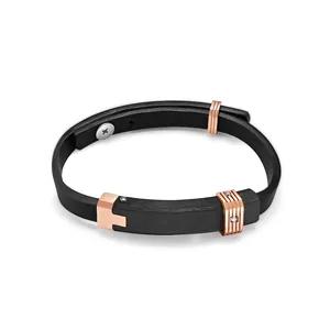 Men's Multi-layer Leather Braided Bracelet Titanium Steel Magnetic Buckle Rhinestone Punk Industrial Style Fashion Jewelry