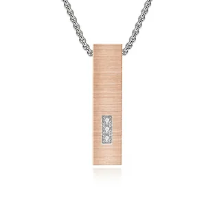 Collana per Urna Funeraria in Acciaio Inossidabile Pendente a Barra con Strass Spazzolato Commemorativo Ceneri Profumo Gioielli