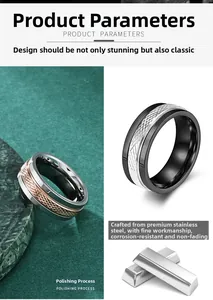 Detail view of rotating stainless steel spinner rings with cross diamond textured patterns