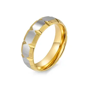 Titanium Steel Geometric V-Groove Ring Minimalist Brushed Polished Stainless Steel Ring For Men Women Hip Hop Trendy Couple Finger Jewelry