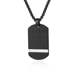 Collana con Pendente da Uomo in Acciaio al Titanio Hip Hop Stile Industriale Vintage Motivo a Spirale Piastrina Nera Oro