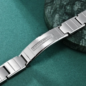 Men's stainless steel bracelet featuring CNC pavé diamonds and brushed metal texture