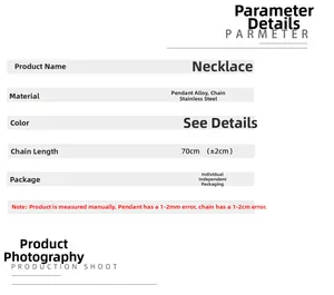 Gedetailleerde maatspecificaties en materiaalparameters voor de anime ketting