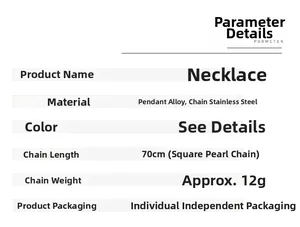 Specifications for iced-out cross necklace with 70cm stainless steel pearl chain