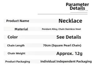 Detailed specification list for the black cross necklace with 70cm stainless steel chain