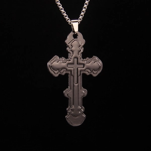 Gothic Minimalist Large Cross Pendant Necklace Stainless Steel Alloy Long Box Chain Sweater Chain For Men Women Fashion Jewelry Gift