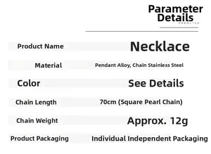 Tableau de spécifications détaillé pour un collier de 70 cm en acier avec hameçon
