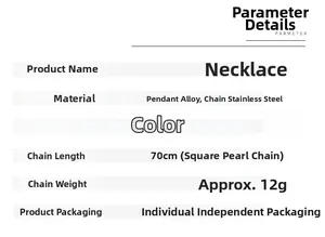 Detailed specifications of the vintage bicycle necklace showing its size, weight and material