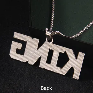 Hip hop silver KING pendant necklace for men with industrial vertical stripe texture