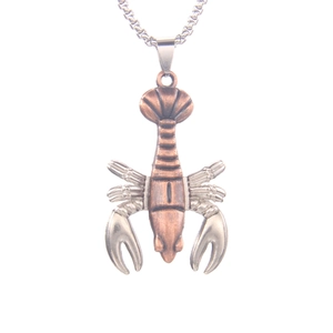 Collier avec pendentif homard vintage en acier inoxydable bicolore pour homme design créatif