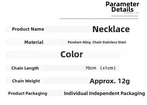 Specifiche della collana a croce con catena in acciaio inossidabile da 70cm e lega