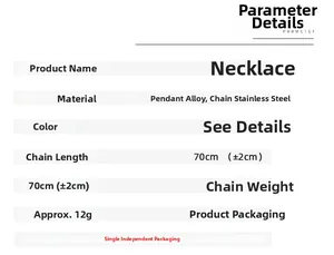 Detailed product specifications of double wolf tooth necklace with 70cm stainless steel chain