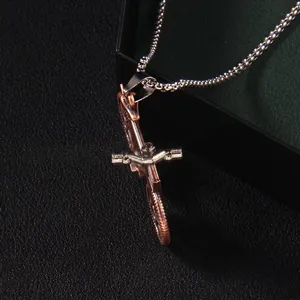 Vintage bronze bicycle pendant necklace with stainless steel bead chain for men and women