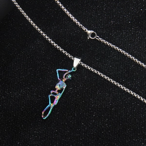 Hip-hop style colorful skull pendant necklace made of high-quality stainless steel metal