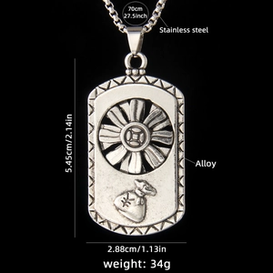 Hip hop style rotating rectangle pendant necklace with money bag design and 70cm chain