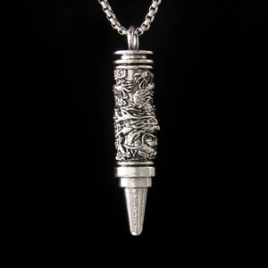 Collier Pendentif Balle Totem Dragon Vintage pour Hommes Femmes Chaîne Vénitienne Acier Inoxydable Bijoux Punk Hip Hop Cadeau