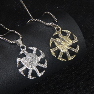 Collier Pendentif Kolovrat Slave Roue Solaire Aigle Acier Inoxydable Chaîne Boîte Bijoux Religieux Ethniques pour Hommes Femmes