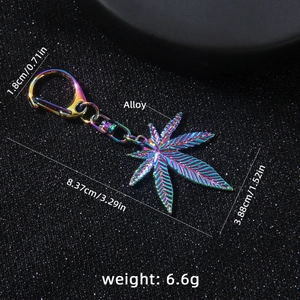 Portachiavi con foglia di acero iridescente in lega metallica per borsa chic