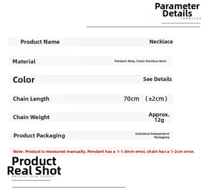 Detailed size and material chart for the gradient eagle pendant necklace