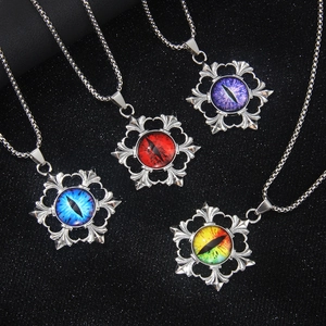 Gothic Stainless Steel Evil Eye Pendant Necklace For Men Women Alloy Snowflake Dragon Eye Hip Hop Sweater Chain Jewelry