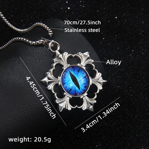 Retro Evil Eye necklace with blue star pendant and 70cm stainless steel chain for men