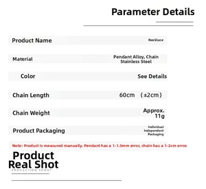 Detailed specifications for vintage red crystal cross pendant with 60cm stainless steel chain