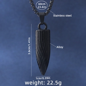Collier avec pendentif balle noire en acier inoxydable et alliage, chaîne 60cm