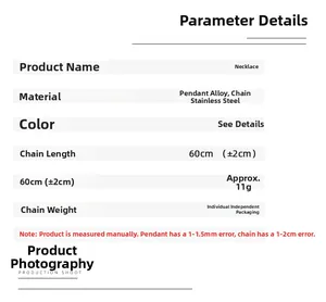 Specifications for the 60cm black stainless steel prayer cross necklace with alloy pendant