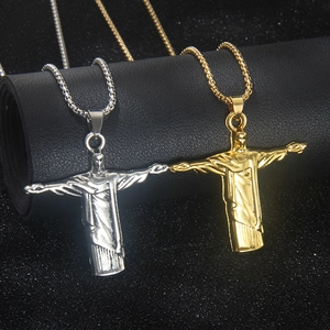 Vintage Hip Hop Christ Rédempteur Pendentif Collier Acier Inoxydable Alliage Jésus Croix Chaîne Bijoux Pour Hommes Femmes