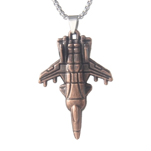 Collier pendentif avion de chasse créatif en bronze avec modèle réduit pour homme