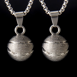 Hip Hop 3D Basketball Pendant Necklace Stainless Steel Box Chain Sports Fashion Jewelry Gift For Men Women Silver Tone