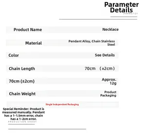 Spécifications détaillées de taille pour le collier pendentif luth en acier inoxydable
