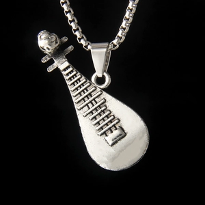 Vintage Pipa Instrument Pendentif Collier Acier Inoxydable Chaîne de Boîte Rétro Style Ethnique Bijoux Pour Hommes Femmes Collier