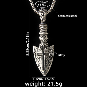 Vintage Gothic Pfeilkreuz Halskette für Herren aus Edelstahl und Legierung