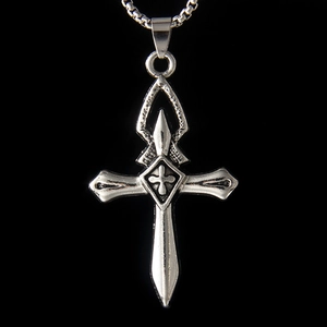 Collier Pendentif Croix Gothique Vintage pour Hommes Chaîne en Acier Inoxydable Argent Antique Hip Hop Punk Bijoux Style
