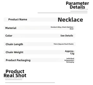 Spécifications du collier à croix montrant la chaîne de 70cm et les infos de poids 12g